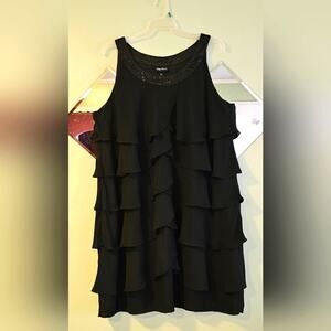 Maggie Barnes Sz 20 Black Ruffled Midi Dress